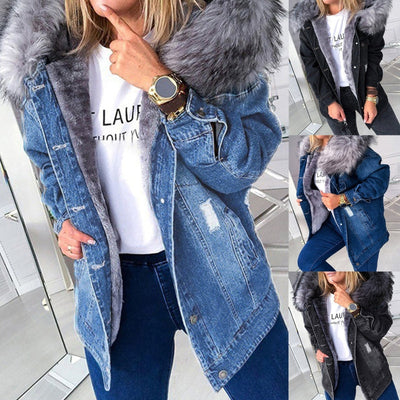 Belle Jeansjacke mit Pelz