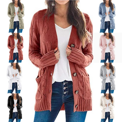 Olivia - 2024 Strickjacke Langarm V-Ausschnitt Strickmantel