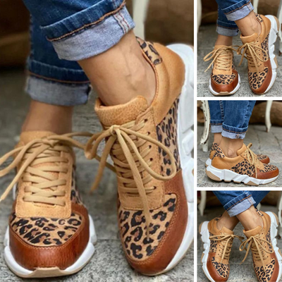 Lenora  - Lässige vulkanisierte Leopard Sneakers mit dicken Sohlen