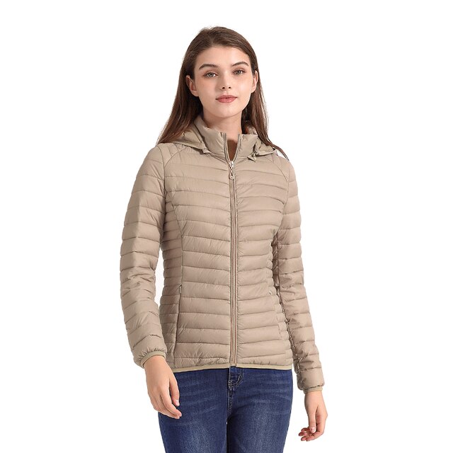 Celine - Ultraleichte gepolsterte Pufferjacke Mantel mit abnehmbarer Kapuze Outdoor