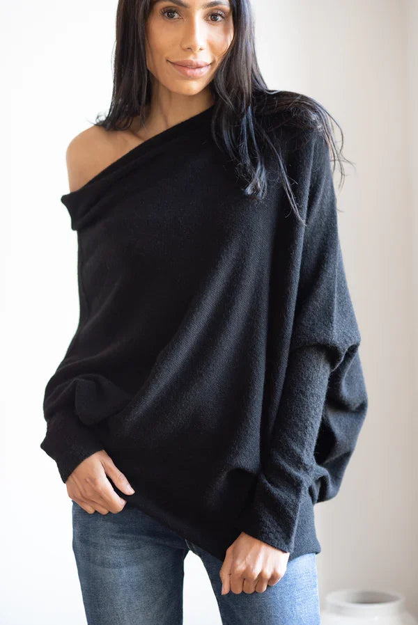 Asymmetrisch drapierter Pullover