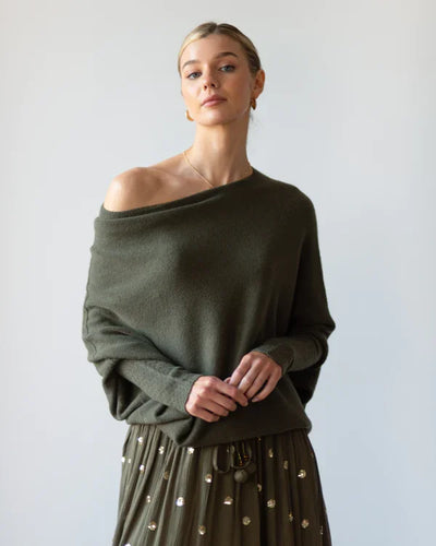 Asymmetrisch drapierter Pullover