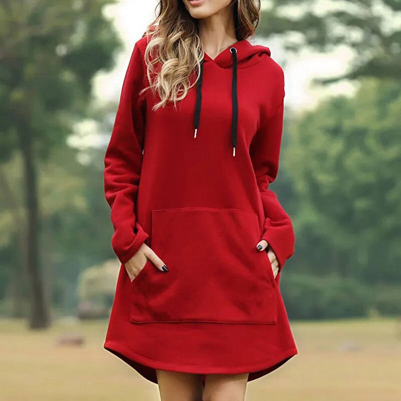 Beatrice - Gemütliches langes Sweatshirt-Kleid mit Kapuze