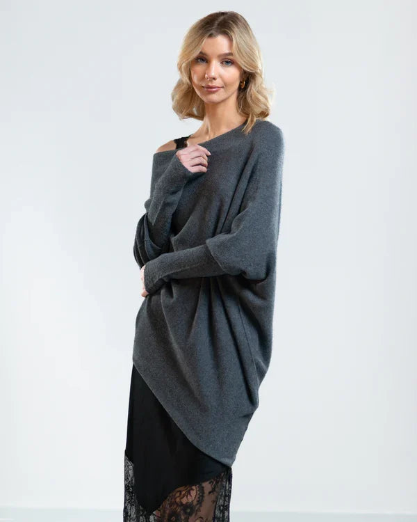 Asymmetrisch drapierter Pullover