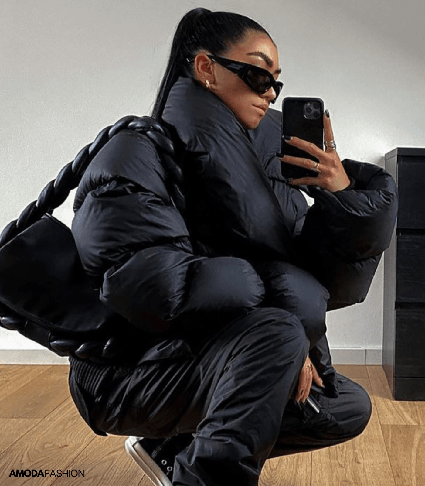 Oversized-Pufferjacke mit Rollkragen