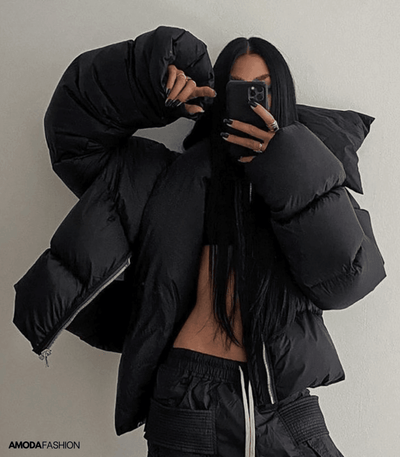 Oversized-Pufferjacke mit Rollkragen